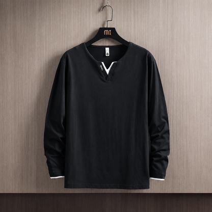 Relaxed Split-Neck Long Sleeve