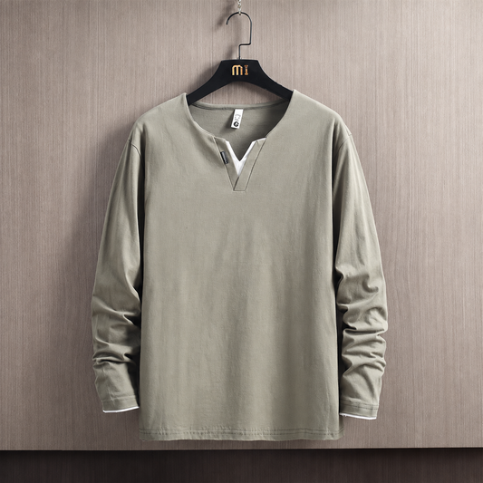 Relaxed Split-Neck Long Sleeve