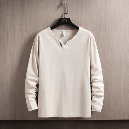 Relaxed Split-Neck Long Sleeve