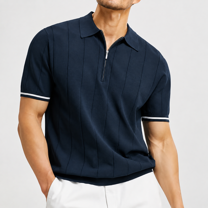 Textured Zip Polo
