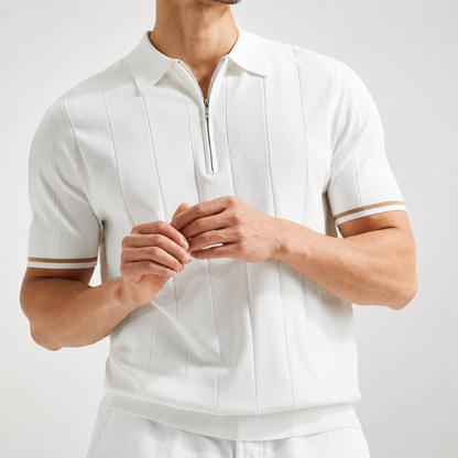Textured Zip Polo