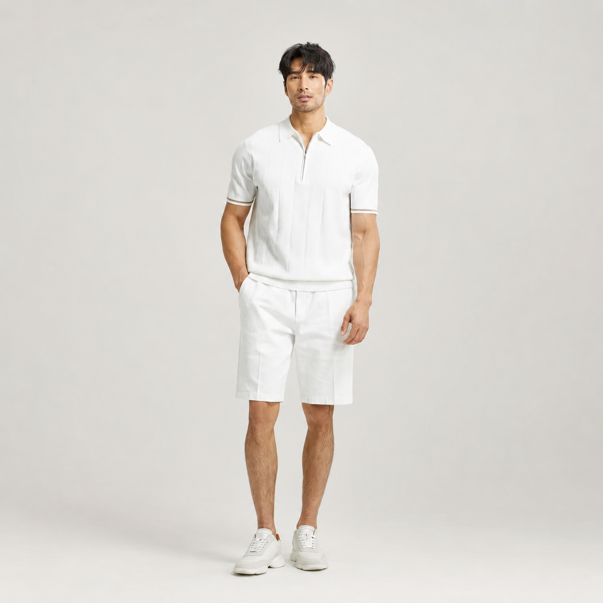 Textured Zip Polo