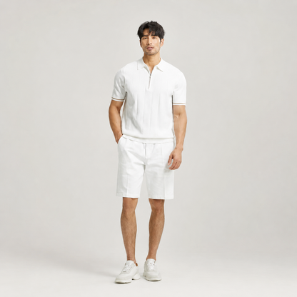 Textured Zip Polo