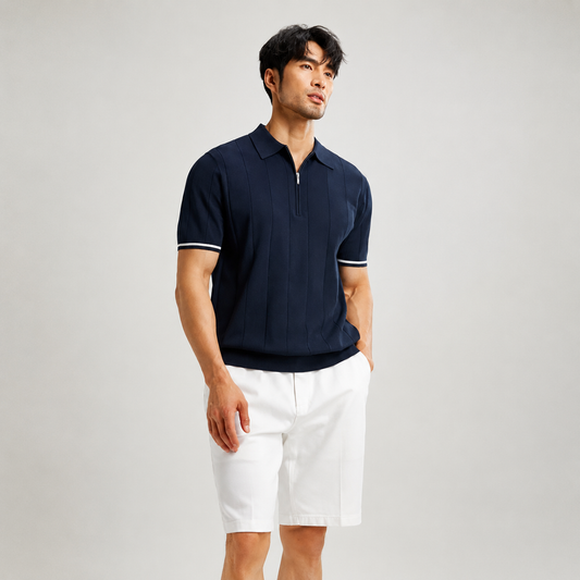 Textured Zip Polo