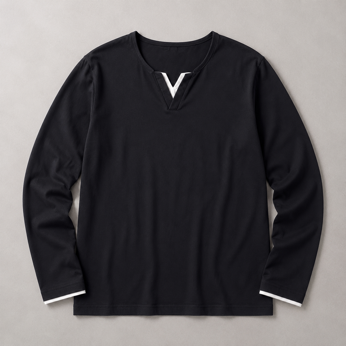 Relaxed Split-Neck Long Sleeve