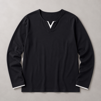 Relaxed Split-Neck Long Sleeve