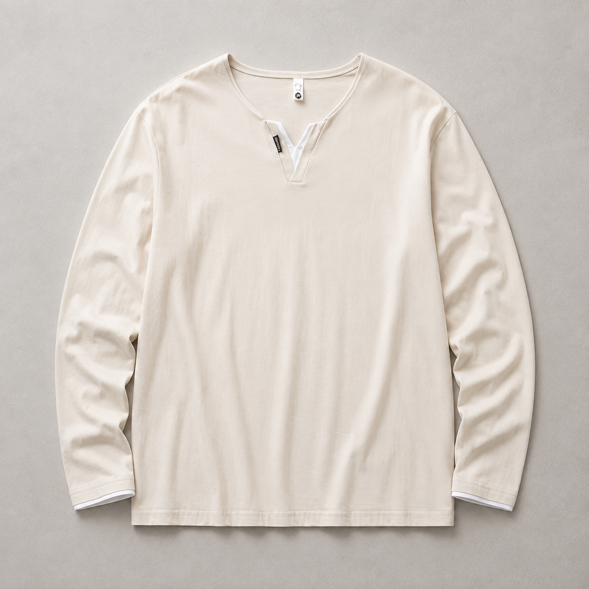 Relaxed Split-Neck Long Sleeve