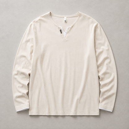Relaxed Split-Neck Long Sleeve