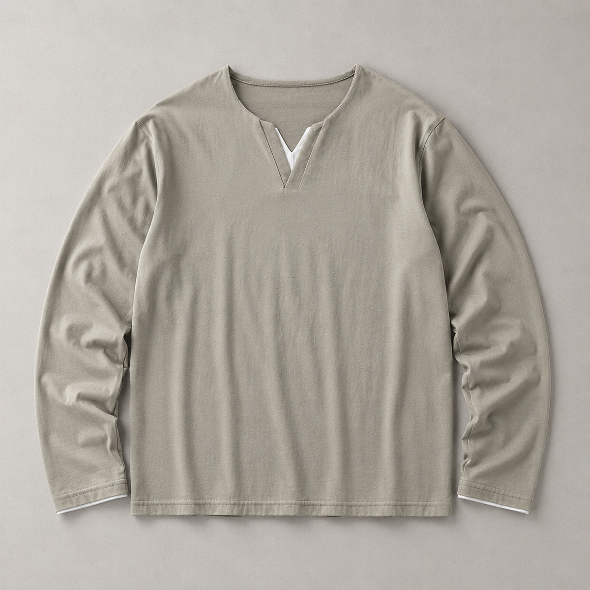 Relaxed Split-Neck Long Sleeve