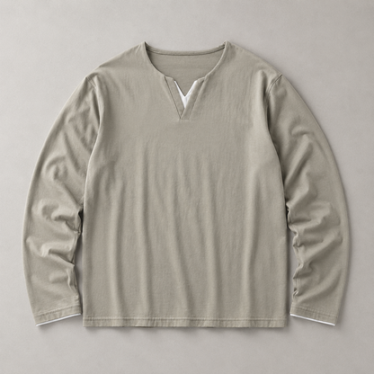 Relaxed Split-Neck Long Sleeve