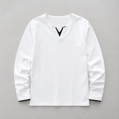 Relaxed Split-Neck Long Sleeve